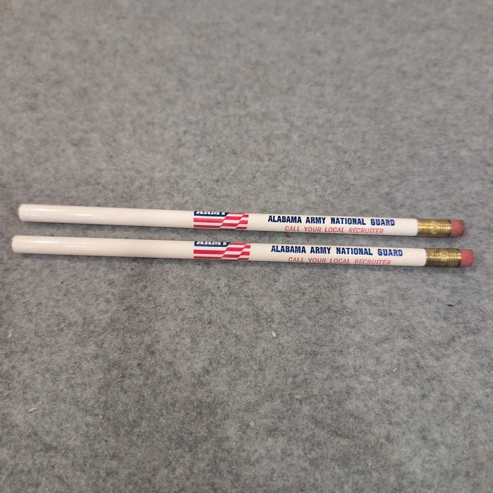 Alabama Army National Guard Vintage Promotional Pencils Set of 2 White Patriotic - Picture 2 of 2